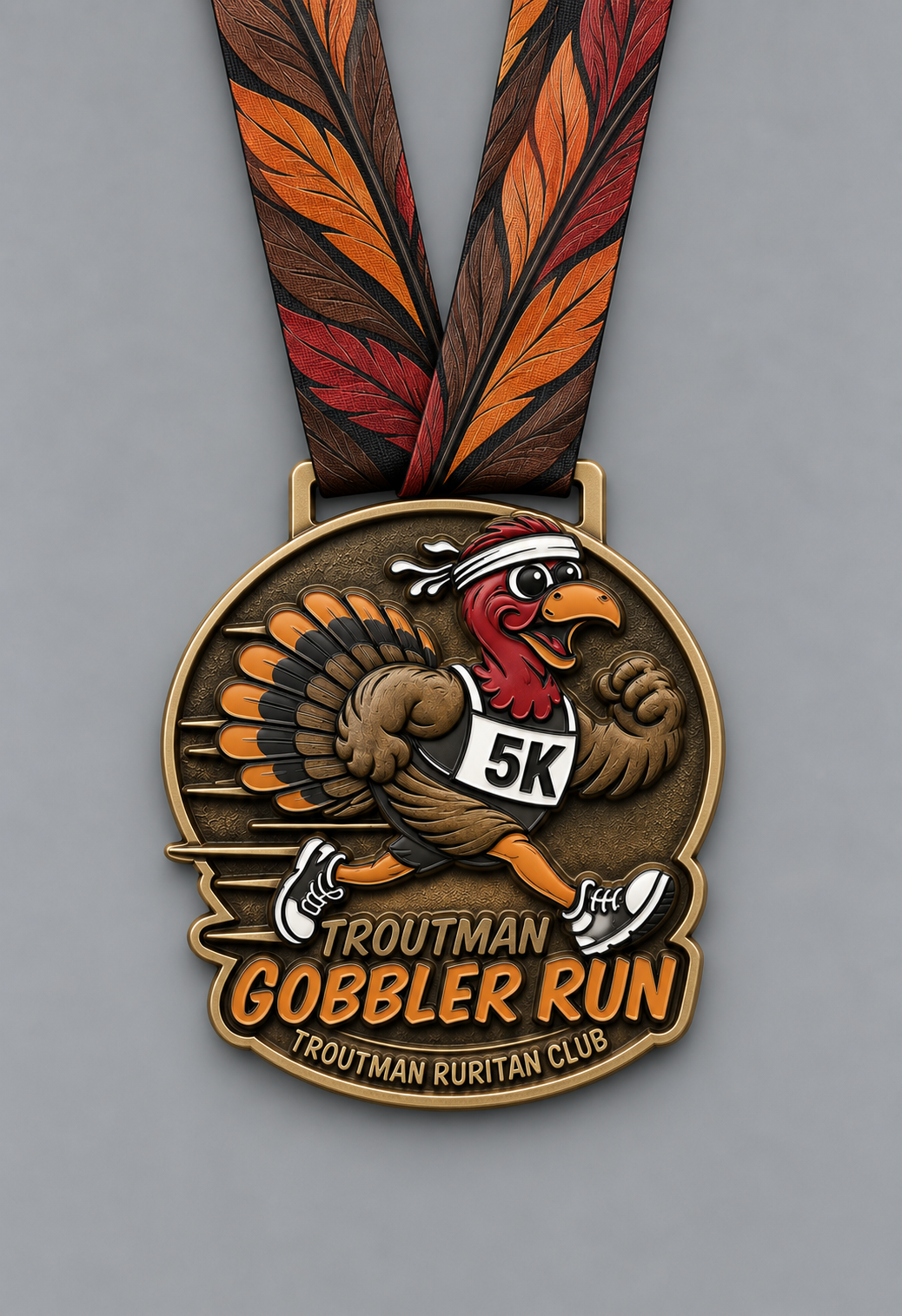 Bespoke running medal — Troutman Gobbler Run