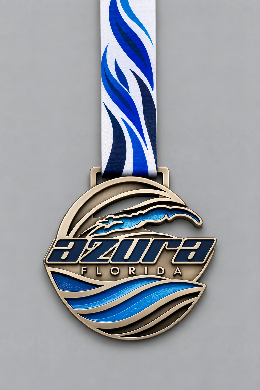Bespoke swimming medal — Azura Florida Aquatics Club